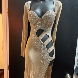 Rhinestone cutout dress